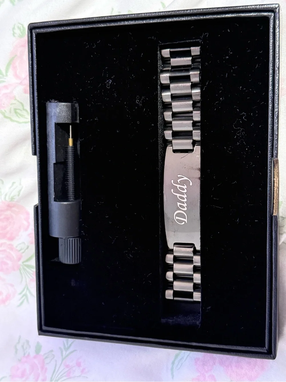 Personalized Stainless Steel 'Daddy' ID Bracelet - Black